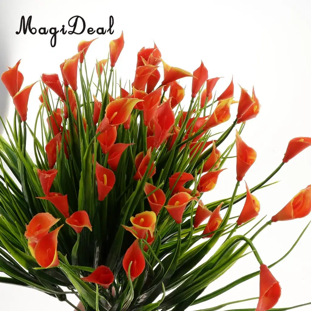 4pcs Artificial Shrubs Calla Lily Plastic Greenery Plants Flower Arrangement for Home Kitchen Dining Room Hanging Decor
