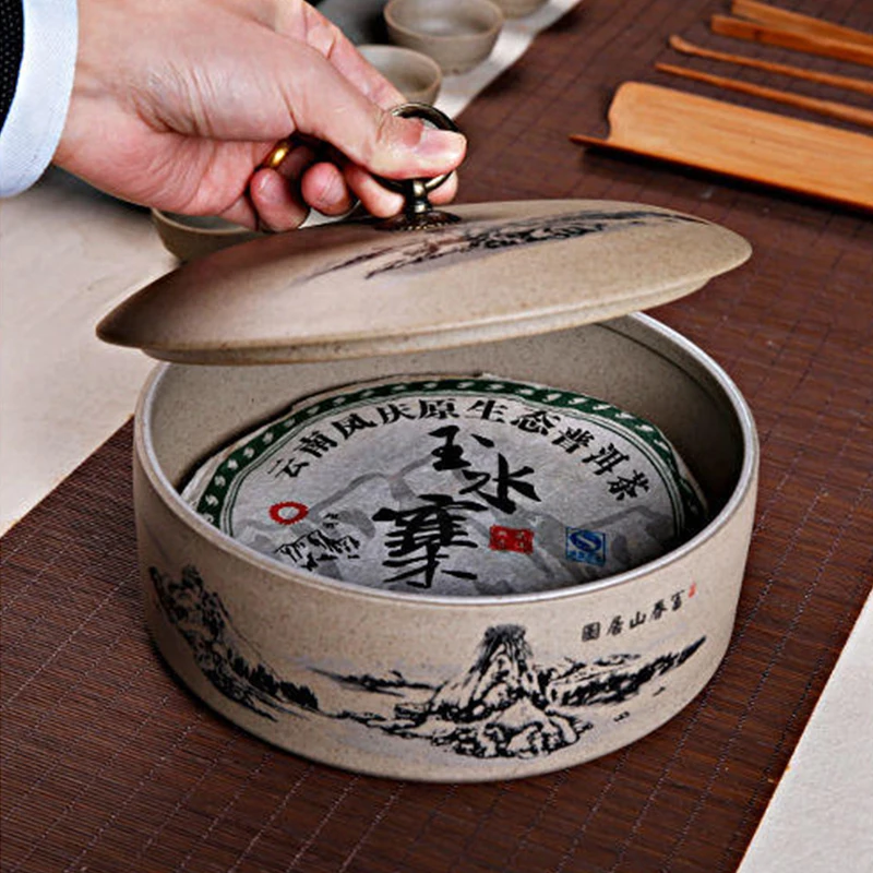Ceramic puer tea sealed canister tea coarse pottery Large storage boxes