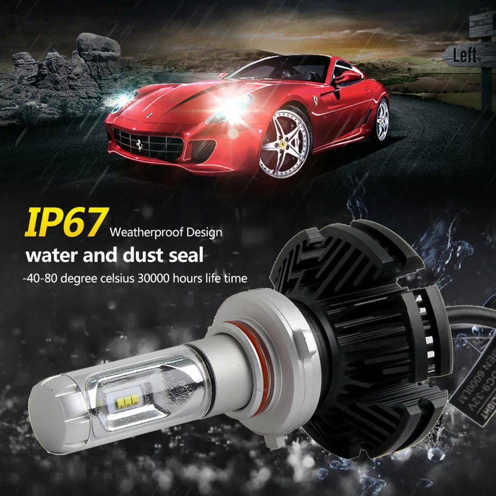 

2019 2Pcs 9005 9006 50W 12000LM Lumileds LED Headlight Kit Hi/Lo Beam Bulbs CSP Fog Lamp 6500K White 360° Car LED Headlight
