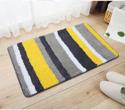 HOME Classical Striped Bathroom Mat Kit Toilet Rugs Non-slip Bath Mats Floor Carpets Mattress for Bathroom Decor Step Foot Pad