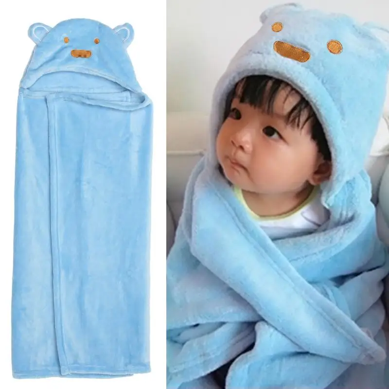 Новорожденный флис одеяло для сна халаты; сезон зима-весна; Носки с рисунком медведя из мультика для младенцев, одежда для сна, костюм детский халат с капюшоном; Ночная рубашка в комплекте с купальным халатом