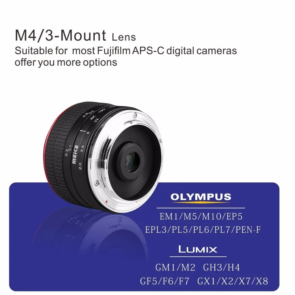 Meike MK 6,5 мм f/2,0 Рыбий глаз объектив для Olympus Micro 4/3 Крепление камеры EM10 Mark ii EM5 EM1 EP5 EPL3 Panasonic Lumix G7 GH5 G9