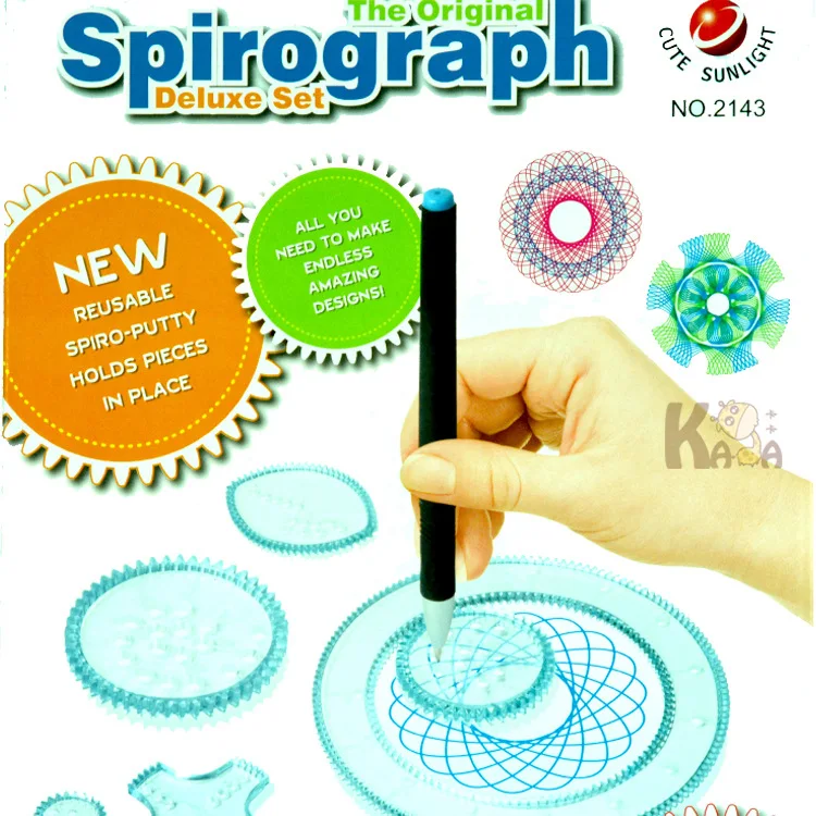 Drawing rulers,Spirograph deluxe set Spiral Designs Interlocking Gears& Wheel,adult& kid's educational toy,creative toy pens