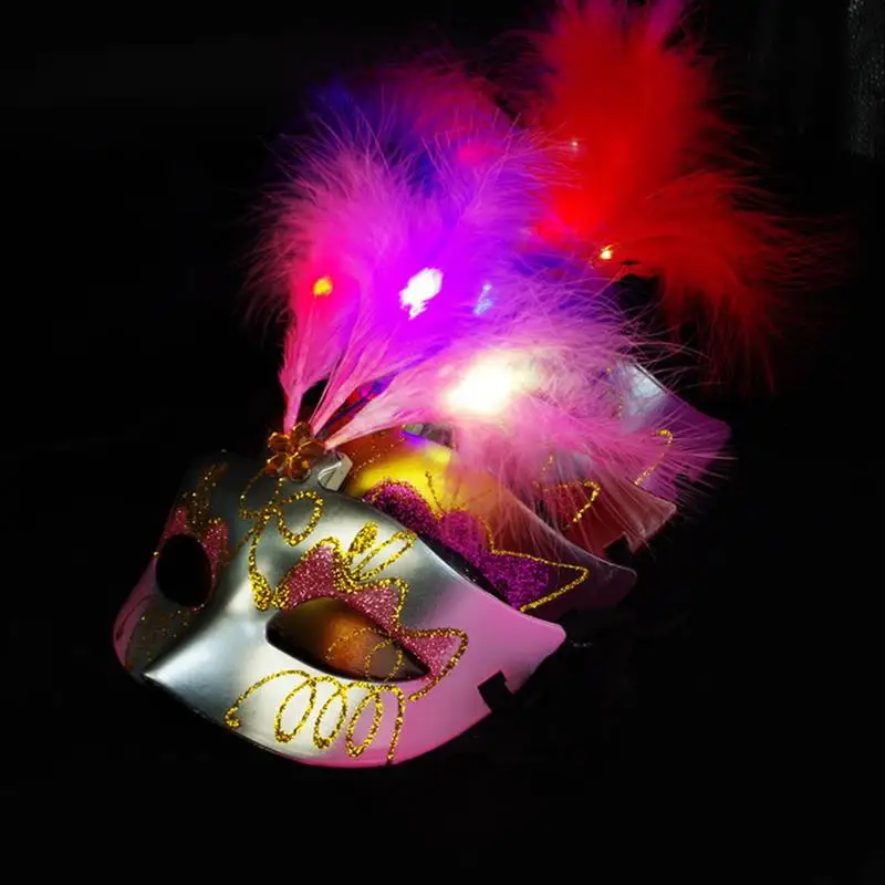 

6PCS Masquerade Masks Decorative Feather Half Face Mask Masquerade Props Party Face Masks