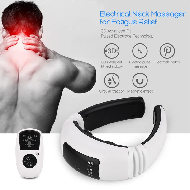 Massageador sem Fio Almofada de Pulso Controle Remoto Elétrica Pescoço Cervical Vértebra Ombro Massageador Amassar Acupuntura Terapia Magnética 7 High Quality Beleza e saúde
