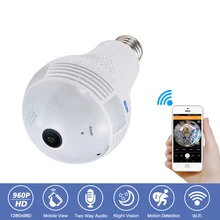Escam QP136 360 Degree Panoramic Bulb Light CCTV Security Surveillance HD-960P Wireless IP Wifi Camera 2-Way Audio Night Vision