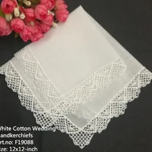 Набор из 12 модных носовых платков свадебные женские хлопчатобумажные носовые платки с винтажными кроше кружевными краями Hankies12x12-inch