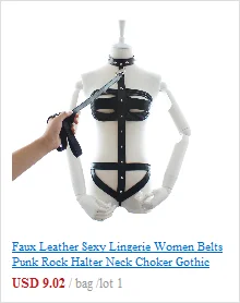 Из искусственной кожи сексуальное женское белье с наручники и сдерживающий ошейник для БДСМ и ролевая игра, рабы, Эротические товары для секса игры