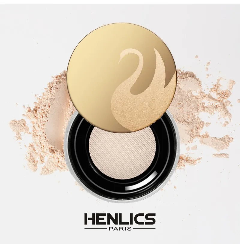 HENLICS 24 Hour Long Lasting Velvet Loose Powder Concealer with Makeup Brush 2pcslot Oil-control Loose Mineral Makeup Powder (25)