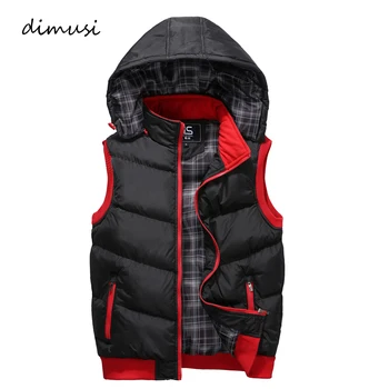 DIMUSI Mens Vests Spring Winter Mens Fashion Sleeveless Jackets Male Cotton-Padded Vests Men Thicken Brand Waistcoats 5XL,YA767
