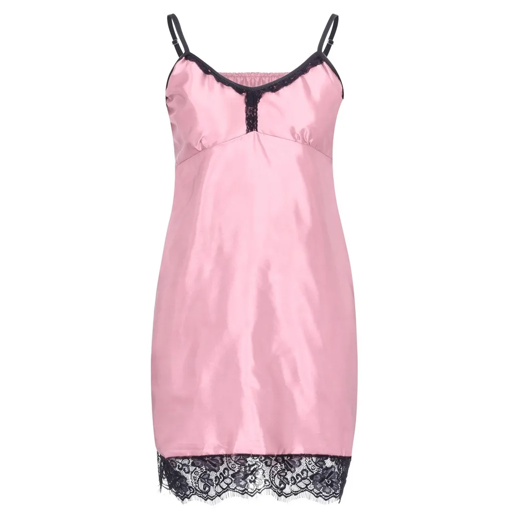 Атласная одежда для сна женская ночная рубашка женское белье, сексуальная ночная сорочка с нагрудники пэчворк Camis подарок для девушки