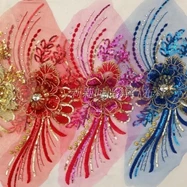 

lace applique rose red/blue/golden/red sew on Water - soluble embroidery lace trim patches 35*15cm