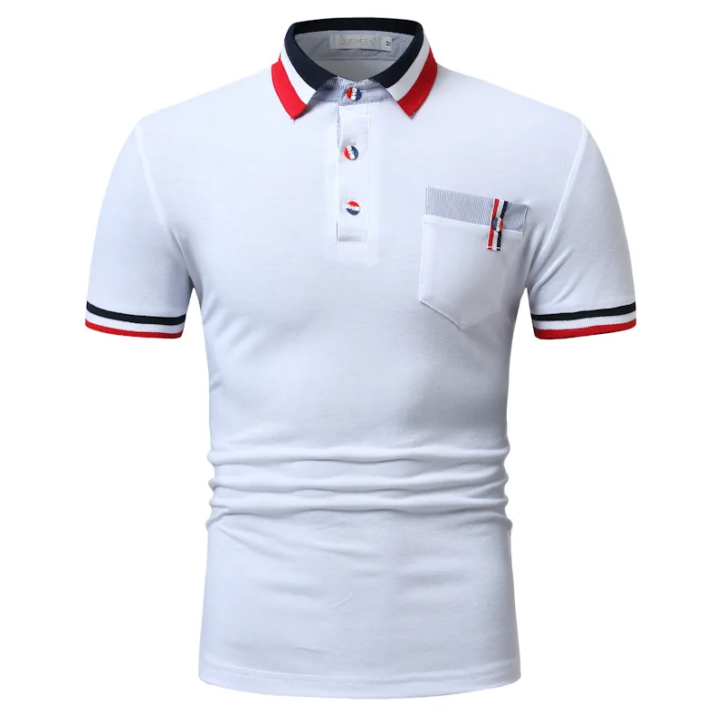 

2018 Fashion Summer Mens Polo Shirt New Men's Striped Solid Casual Short-sleeved Polo Fashion Slim Lapel Male Polo Shirt