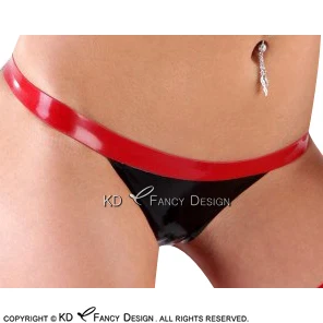 

Black With Red Trims Sexy Latex G String Rubber Panties Thong Underpants Underwear Plus Size DK-0151