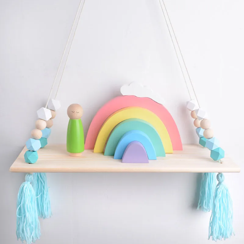 النمط الشمالي نوم جدار رفوف الخشب الخرز diy الأصلي رفوف جدار الجرف رفوف التخزين منظمة سوينغ ديكور المنزل النمط الشمالي نوم جدار رفوف الخشب الخرز diy الأصلي رفوف جدار الجرف رفوف التخزين منظمة سوينغ ديكور المنزل