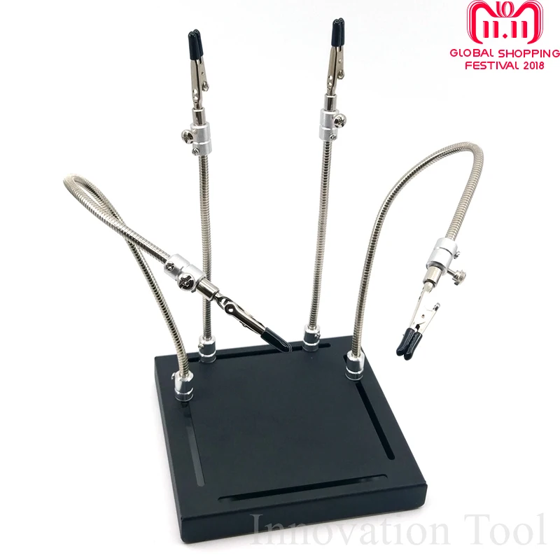 

Helping Hands Soldering Aid Tool Third Pana Hand PCB Circuit Board Holder Stand Movable 4 Metal Flexible Arm Alligator Clip