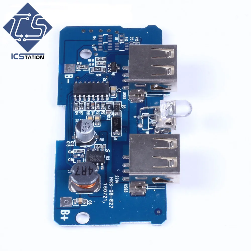 

5V 2A Power Bank Charger Circuit Board Portable Power Supply Module Step Up Board Double USB Output For DIY