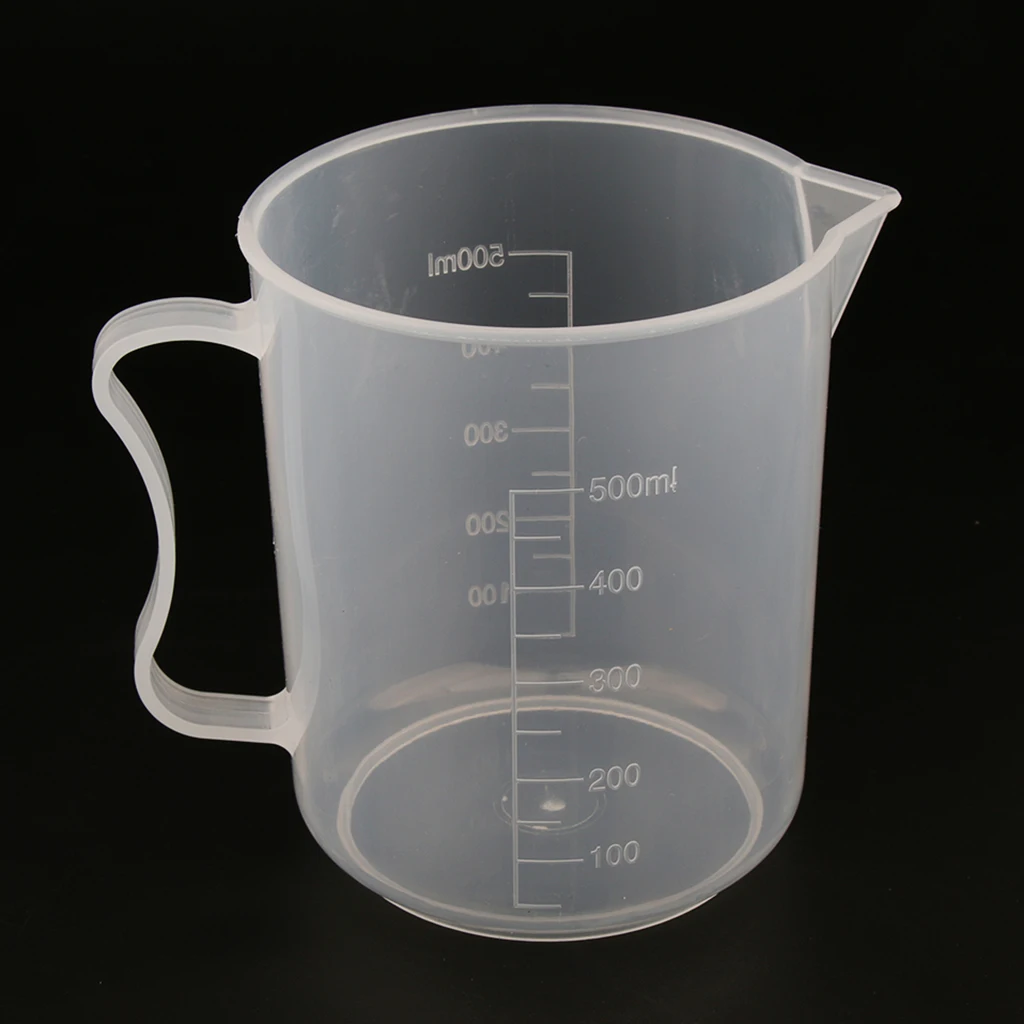 Clear Graduated Beaker Measuring Cup Jug with Handle Grip Metric 500mL 5pcs