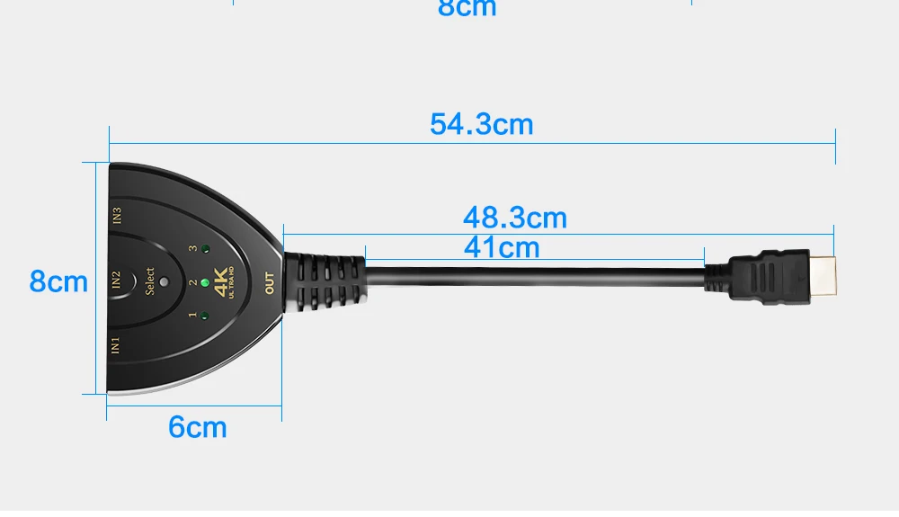 4k HD 3D Hdmi переключатель 3 порта к hdmi адаптер Hdmi концентратор V1.4 с Лен displayfor HD-DVD SKY-STB PS3 Xbox360 ТВ Проектор Монитор