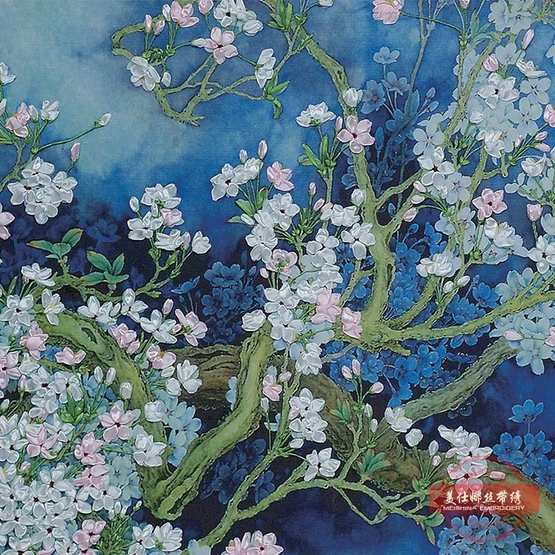 Большой пейзаж живопись DIY ленты вышивка Традиционный китайский стиль рукоделие Наборы вышивки крестом стены Искусство украшения дома