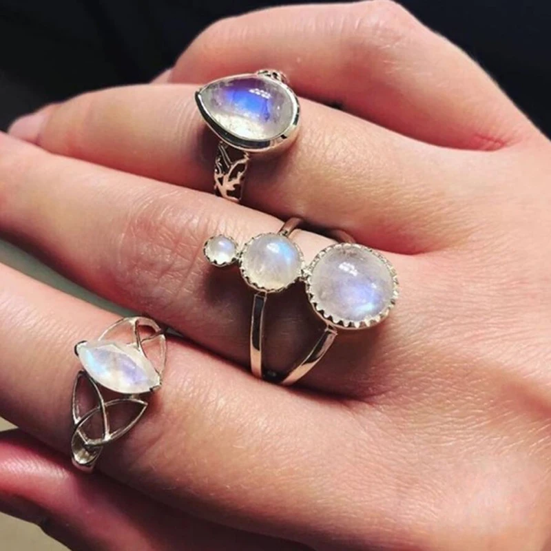 

Tocona Bohemian Blue Rhinestone Ring Set for Women Girl Geometic Hollow Waterdrop Knuckle Anel Rings Party Jewelry 6793