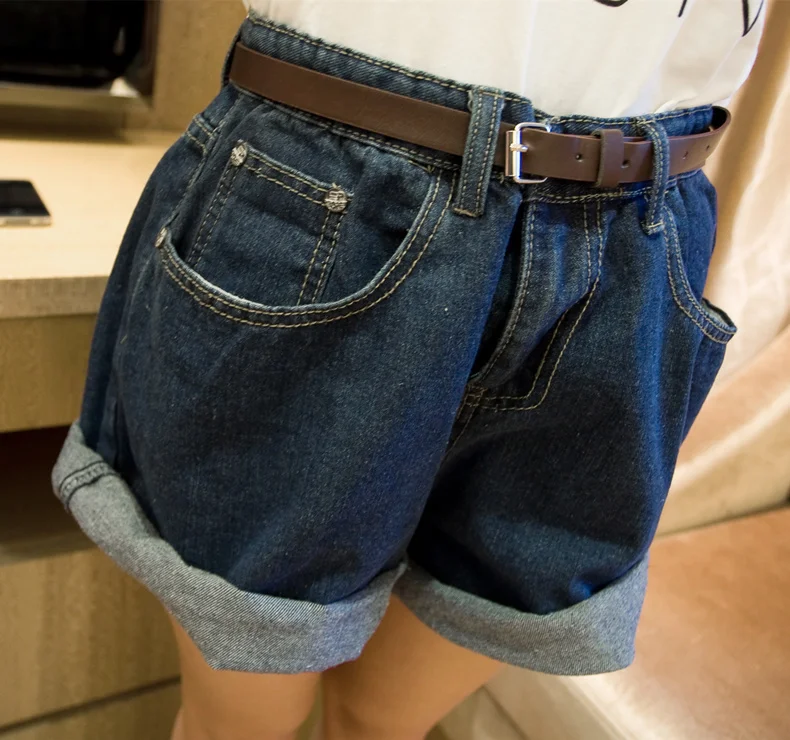 Women Fashion Solid Denim Shorts Summer High Waist Loose