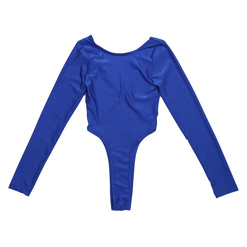 iEFiEL Women Sexy Bodysuit Long Sleeve High Cut Crotchless Thong Leotard Body String Catsuit Jumpsuit Womens Dancing Clothing bodysuits