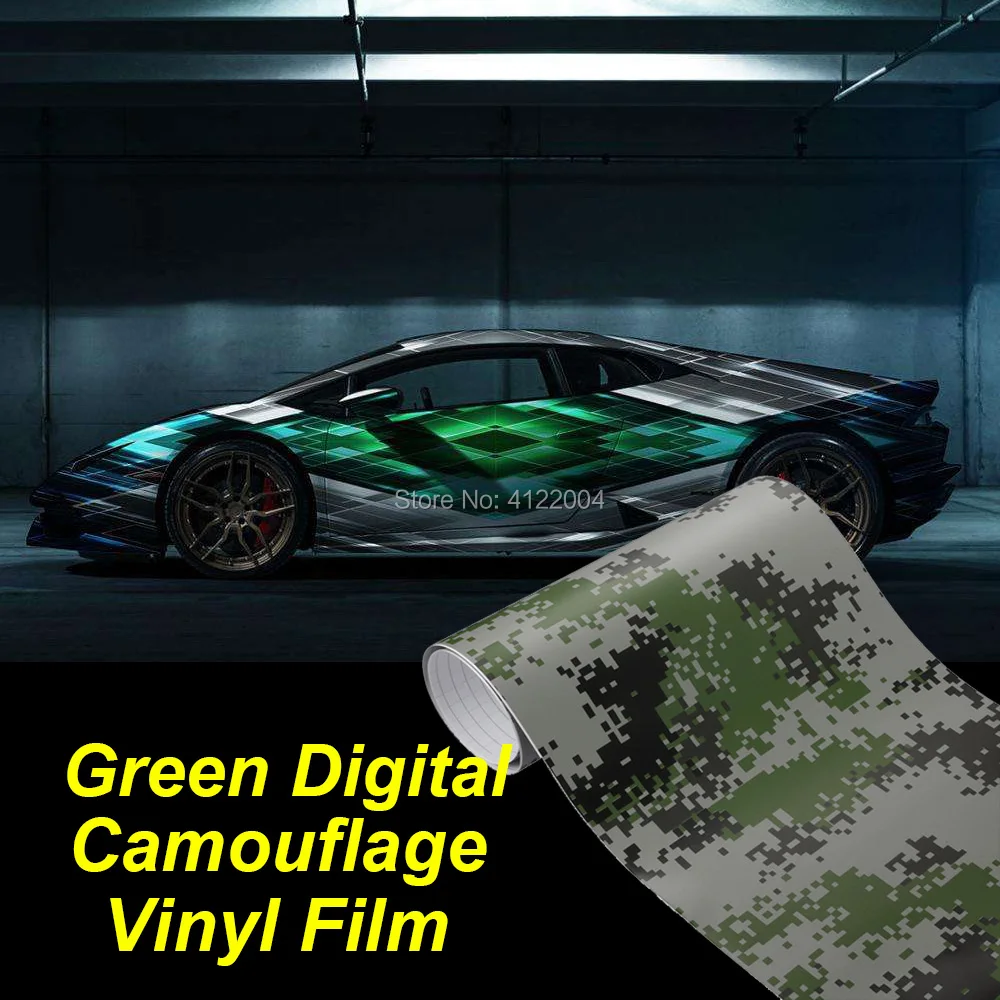 

10/20/30/50cm MCM Green Digital Camouflage Car styling Matte Vinyl Film Sticker Car Body Wrapping Motorcycle Automobiles