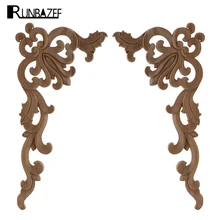 RUNBAZEF Diagonal Wood Trim Floral Applique Decorative Patch Door Lintel Vintage Home Decor Craft Figurines Miniatures