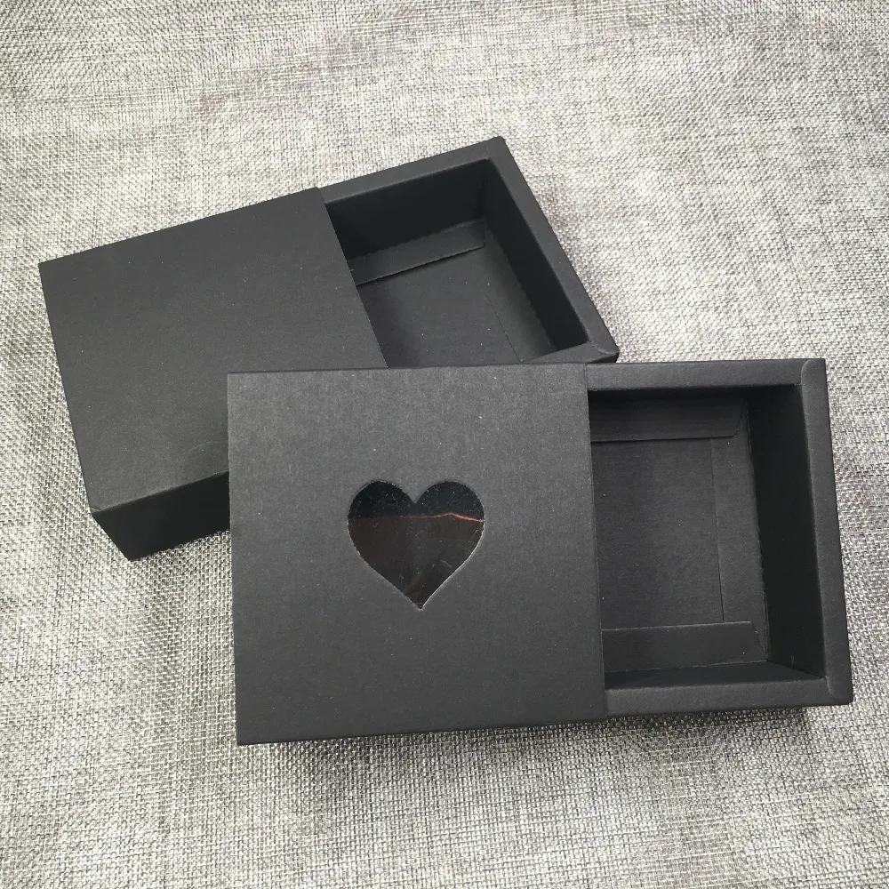 10 шт крафт-ящик коробка с ПВХ отверстия в форме сердца для мыла \ конфеты \ маленький подарок/ювелирные изделия \ Упаковка для миндального печенья коробка