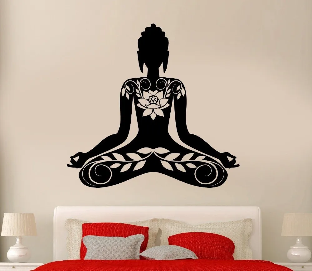 Buddha-Vinyl-Decal-Buddha-Meditation-Mantra-Zen-Yoga-Mural-Art-Wall-Sticker-Buddha-Living-Room-Bedroom