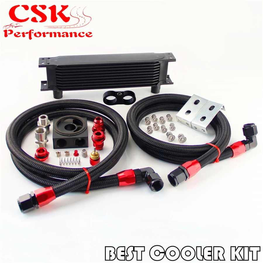 Universal High Perfomance 10 Row Thermostatic Oil Cooler Kit For japan