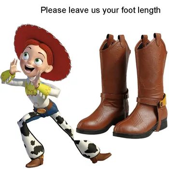 

Toy Story Cosplay the Yodeling Cowgirl Jessie Costume Shoes Only Boots Superhero Custom Made Adult Calf High Accessories Leather