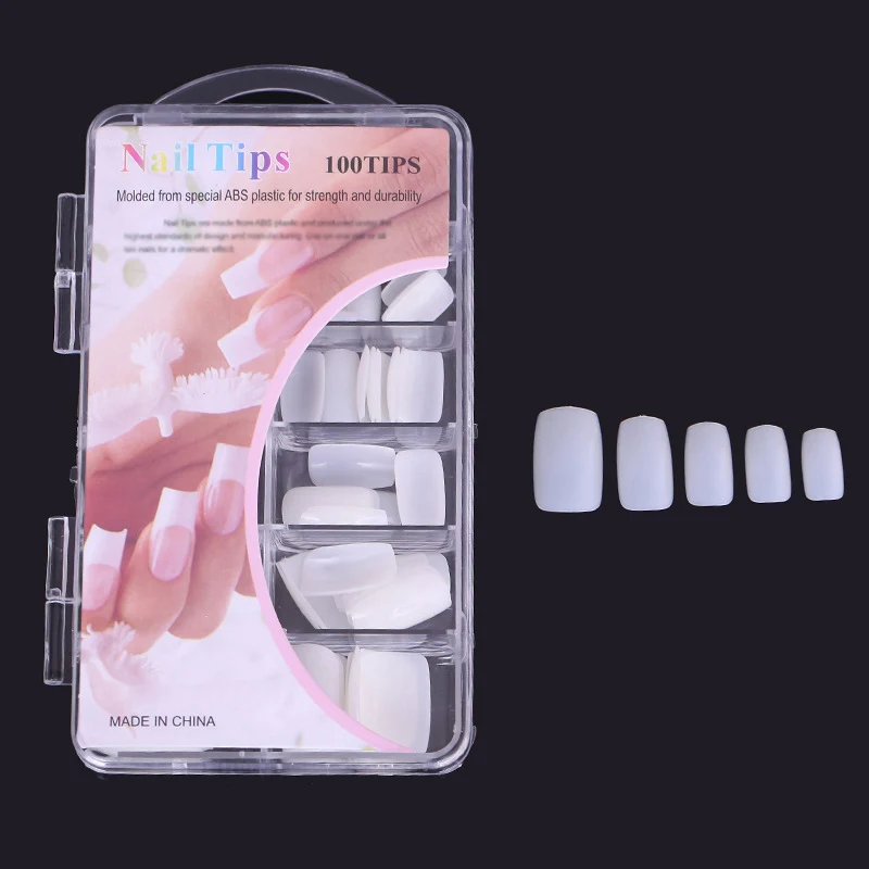 100 Pcs/Box False Nails With Case Practice Polish Gel Artificial Fake