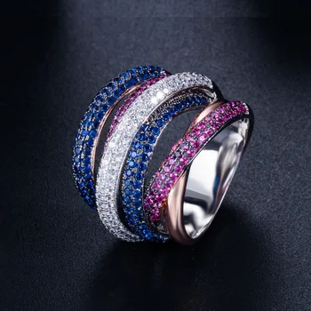 

New Luxury Multi color Full Mirco Cubic Zirconia Ring For Women Engagement jewelry Finger Ring Fashion Party Jewelry For Wedding