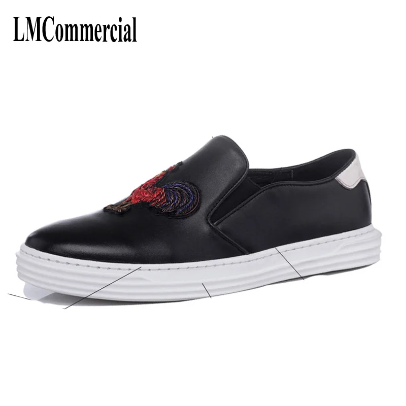 

2018 spring and summer, a new kick, lazy shoes, men's leather, le fu shoes, black shoes, lucky chicken