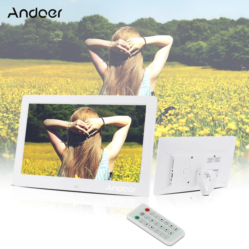 Andoer 10," lcd цифровое фото рамка альбом будильник MP3 MP4 фильм плеер 1024*600 HD с пультом дистанционного управления