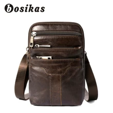 BOSIKAS Waist Bag Genuine Leather Men Bags Phone Case Cover Travel Money Belt Bag Leather Waist Pack Fanny Pack Waist Pouch New bosikas new genuine leather waist packs leather bag belt men phone pouch bags zipper travel waist pack vintage male waist bag
