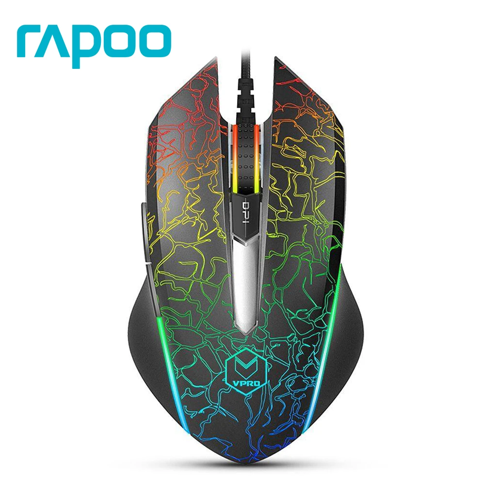 Rapoo V21S 7000 Точек на дюйм P3320 Проводная оптическая SB Мышь RGB Подсветка с двусторонней