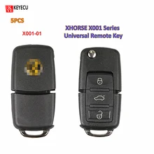 Keyecu 5 pçs/lote X001-01 série cor preta universal remoto chave fob 3 botão para vvdi ferramenta chave