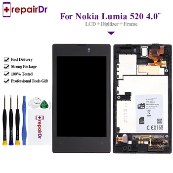 

10PCS For Nokia Lumia 520 LCD Display Touch Screen Digitizer + Frame Assembly Replacement N520 4.0'' For Nokia 520 Lcd Screen