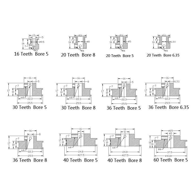 3D-принтеры Запчасти GT2 20 Зубы 16 Зубы 20 стоматологический Бор 5/8 мм синхронизации Алюминиевый шкив для GT2-6MM открытым синхронный зубчатый