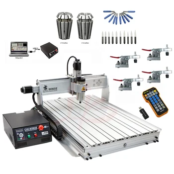 

USB 3 Axes CNC Router Engraver 8060 1500W Milling Machine Remote MACH3 Controller 10pcs Engraving Tools