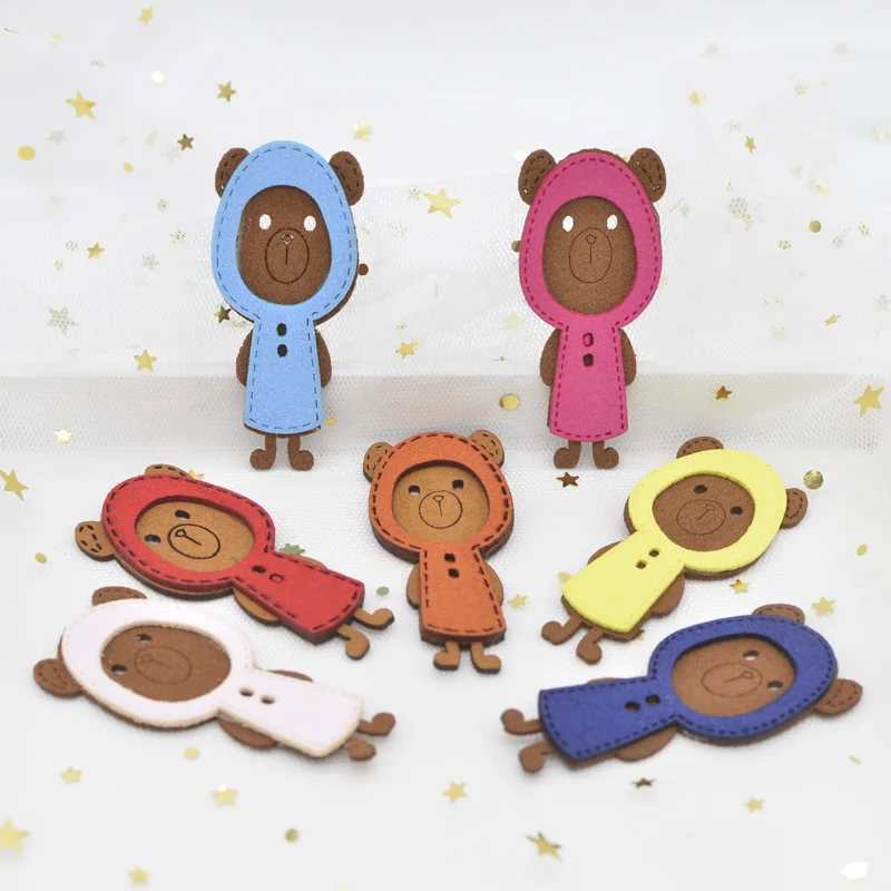 

6Pcs Korean Velvet Fabric Padded Bear Appliques for DIY Children's Clothes Shoes Hat Headwear Hair Clips Decor Accessories G85