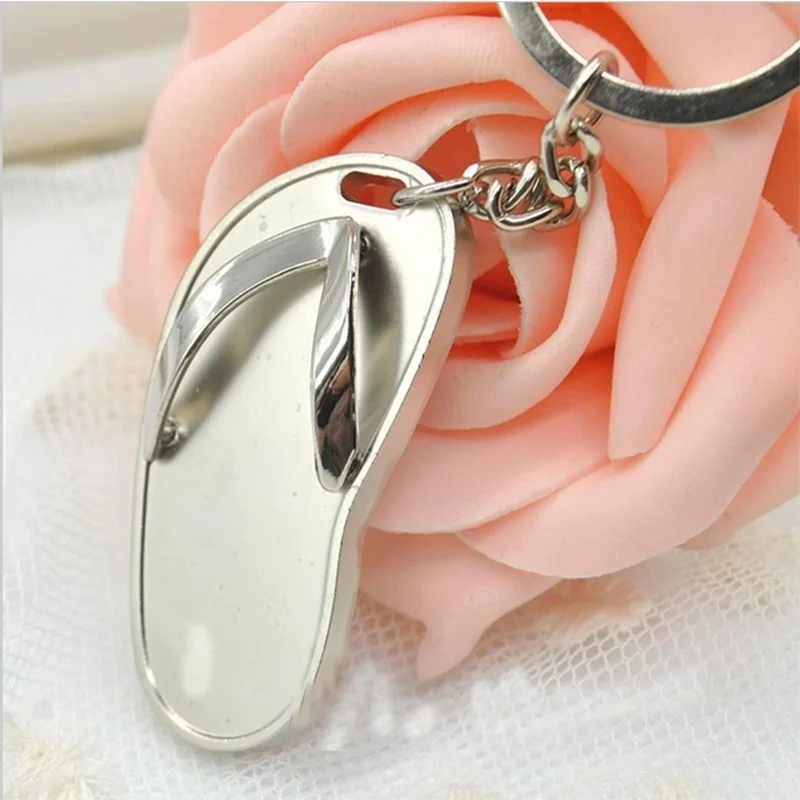 

Fashionable Unique Mini Flip Flops Shape Alloy Split Ring Keyfob Keyring Keychain Key Chain 7694