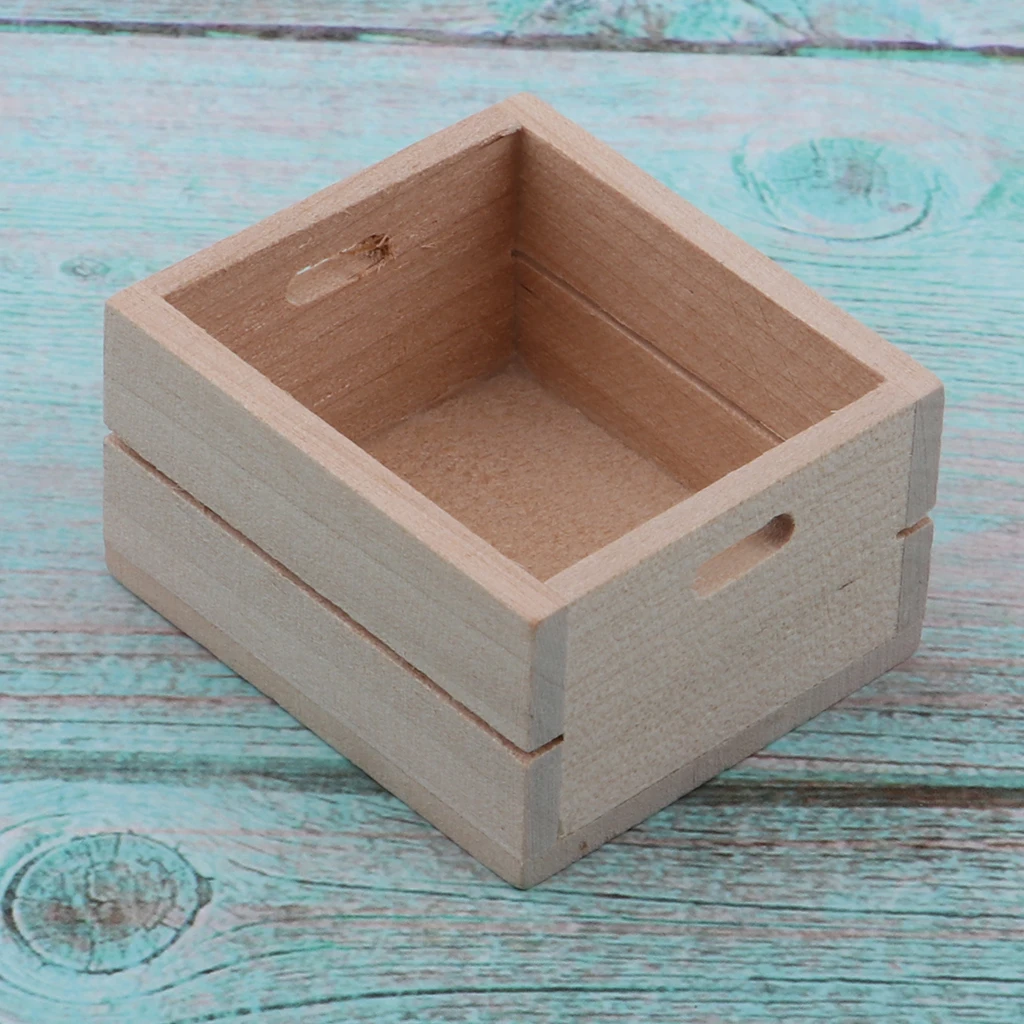1/12 Dollhouse Miniature Wooden Fruit Vegetable Storage Box Kitchen Furniture Items