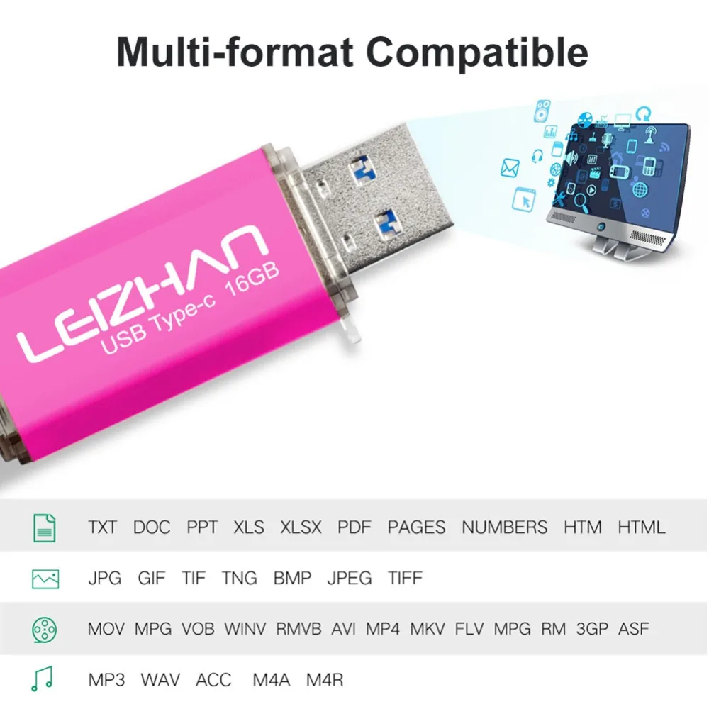 USB флеш-накопитель LEIZHAN type-C, 256 ГБ, 128 ГБ, 64 ГБ, 32 ГБ, 16 ГБ, USB C, фото-накопитель для htc 10, huawei P20, samsung Galaxy S9, Note 9, S8