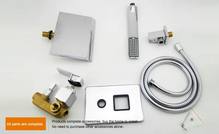 Stainless Steel Chrome Waterfall Shower Faucet Set with Hand Shower Single Handle