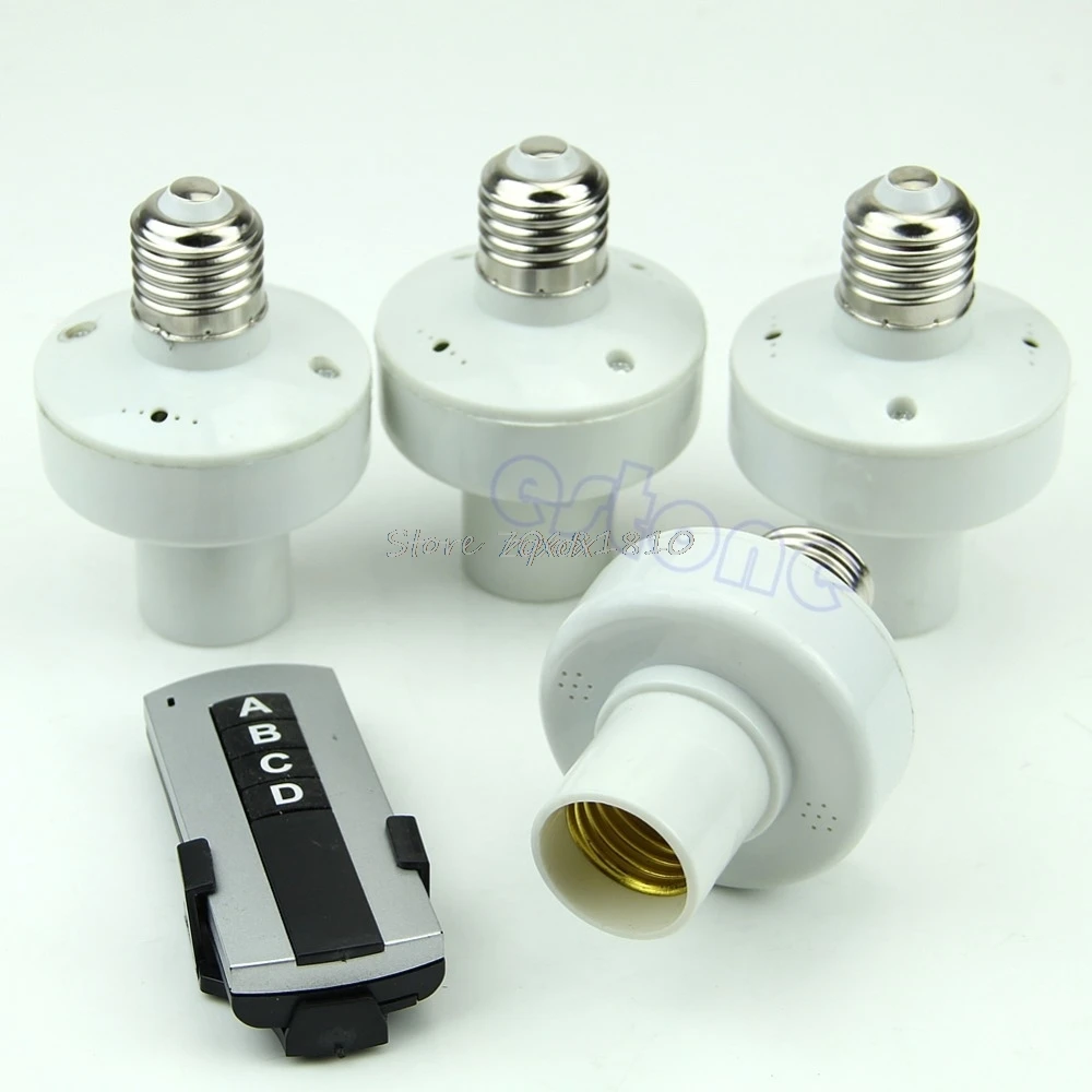 

4Pcs Wireless Remote Control E27 Light Lamp Bulb Holder Cap Socket Switch