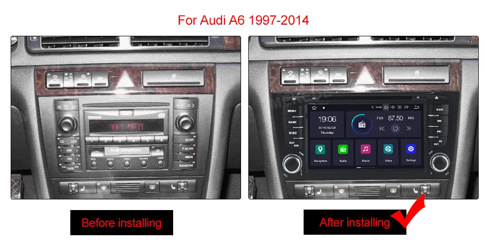 Cheap MEKEDE IPS DSP 2 Din  Android 9.0 Car Radio GPS Car DVD Player for Audi A6 S4 RS6 1997-2004 with WIFI BT audio multimedia 3